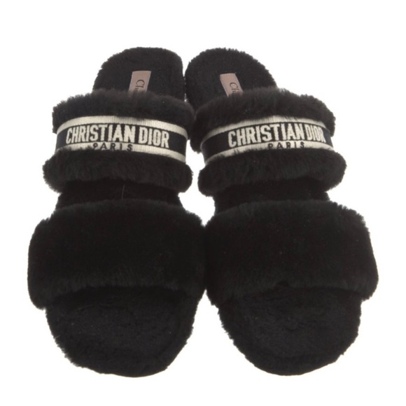 Rare Christian Dior Genuine Shearling Italian-made Slides! Size 10 *SUPER CHIC! - Picture 1 of 5